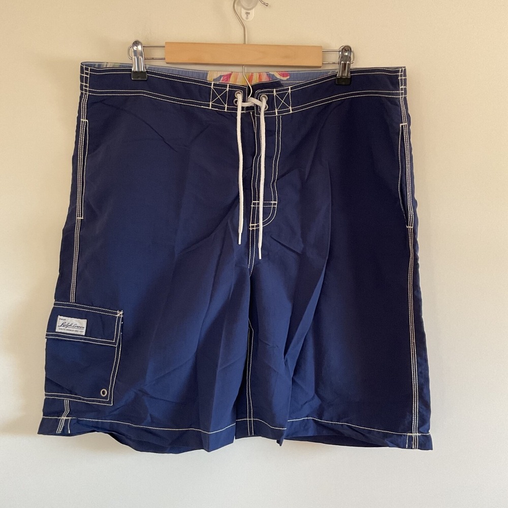 Polo Ralph Lauren Board Shorts Swim Trunks Mens Sz XL Navy Blue Lined Surf Beach